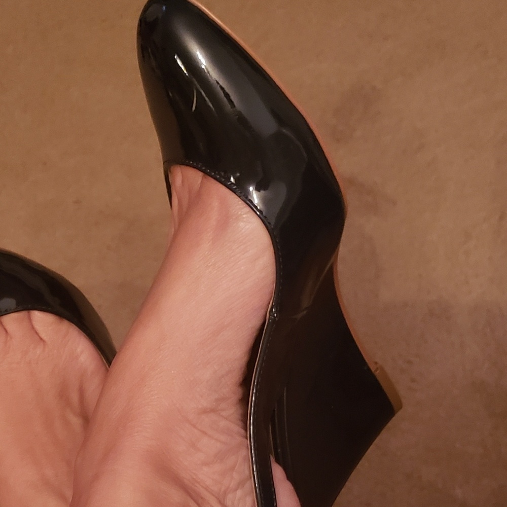 Navy Patent Wedges - Picture 7 of 8